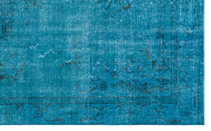 Turquoise  Over Dyed Vintage Rug 5'7'' x 8'12'' ft 169 x 274 cm