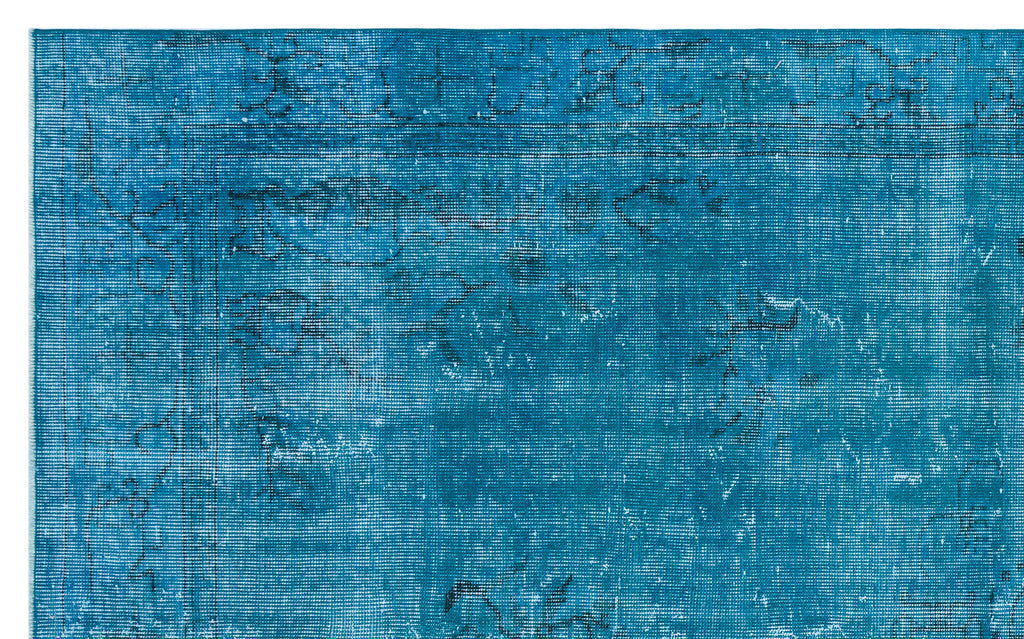 Turquoise  Over Dyed Vintage Rug 5'7'' x 8'12'' ft 169 x 274 cm