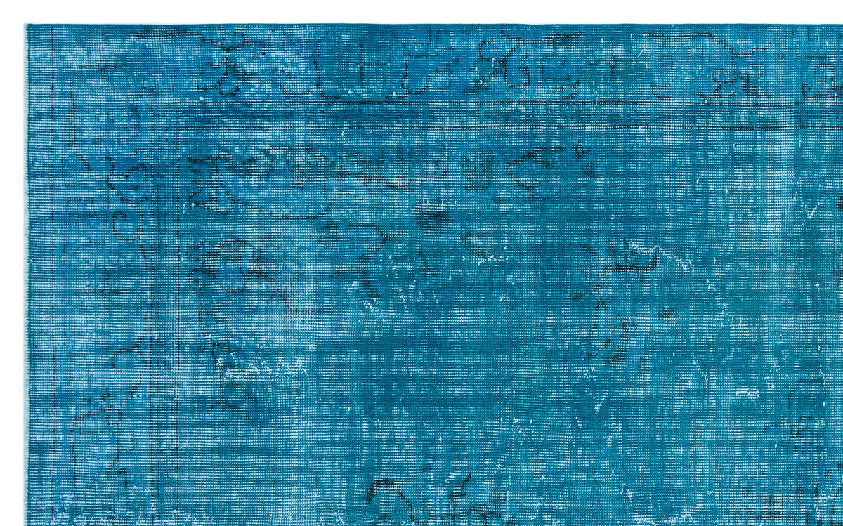 Turquoise  Over Dyed Vintage Rug 5&#39;7&#39;&#39; x 8&#39;12&#39;&#39; ft 169 x 274 cm