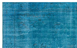 Turquoise  Over Dyed Vintage Rug 5'7'' x 8'12'' ft 169 x 274 cm