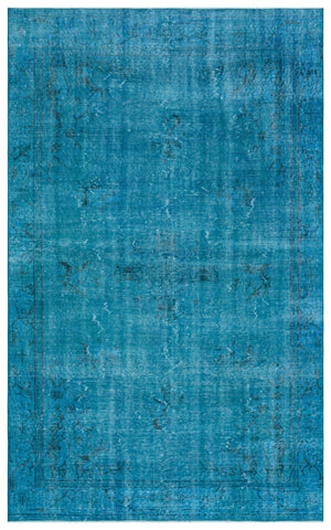 Turquoise  Over Dyed Vintage Rug 5'7'' x 8'12'' ft 169 x 274 cm