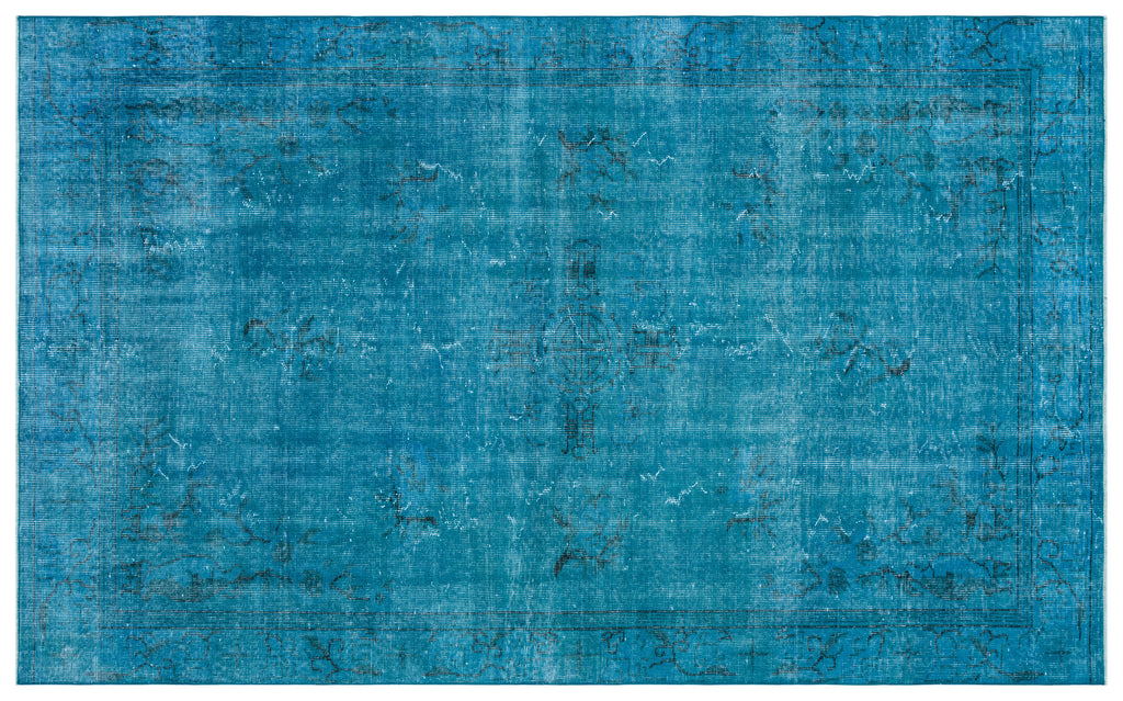 Turquoise  Over Dyed Vintage Rug 5'7'' x 8'12'' ft 169 x 274 cm