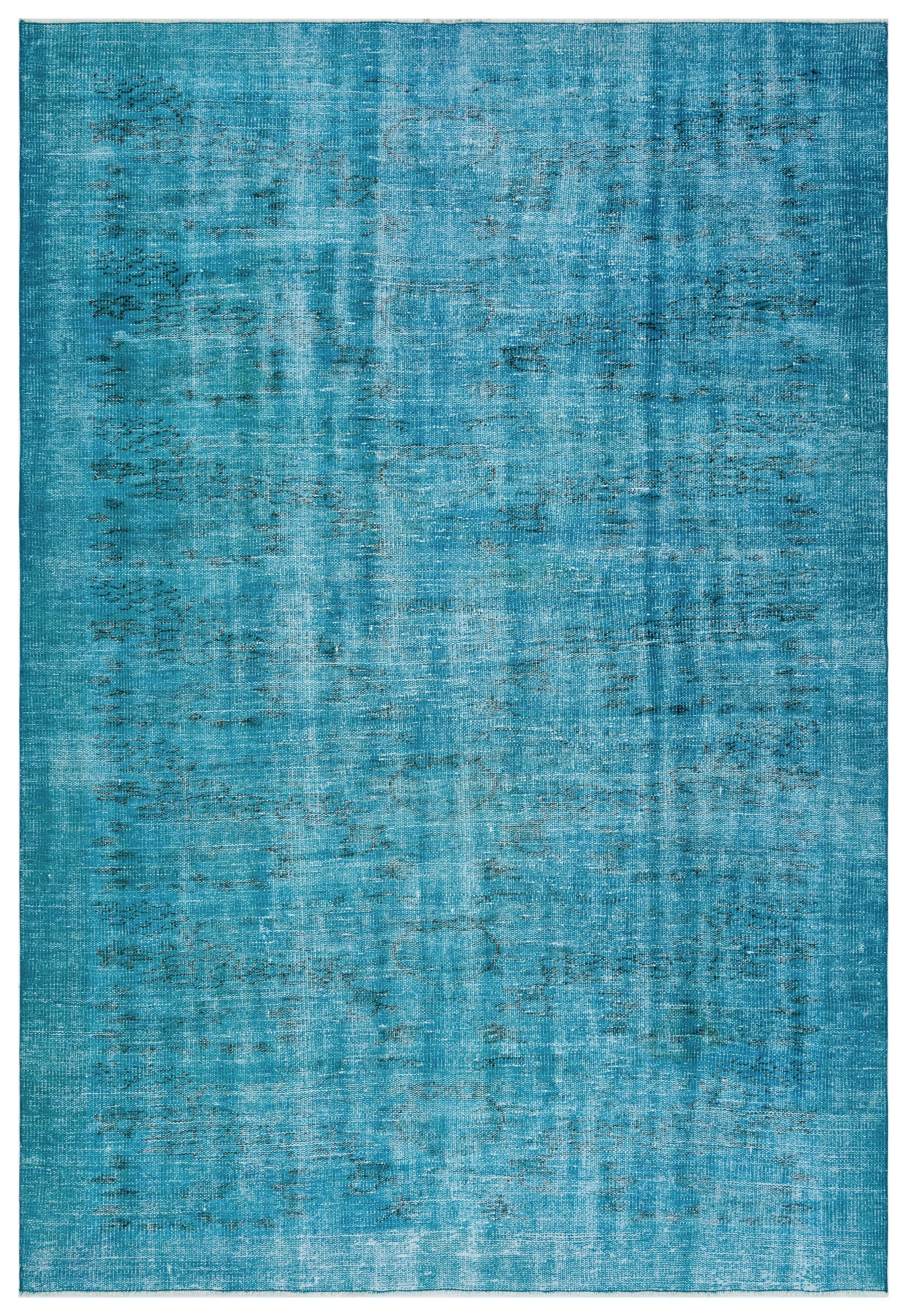 Turquoise  Over Dyed Vintage Rug 6'0'' x 8'10'' ft 184 x 270 cm
