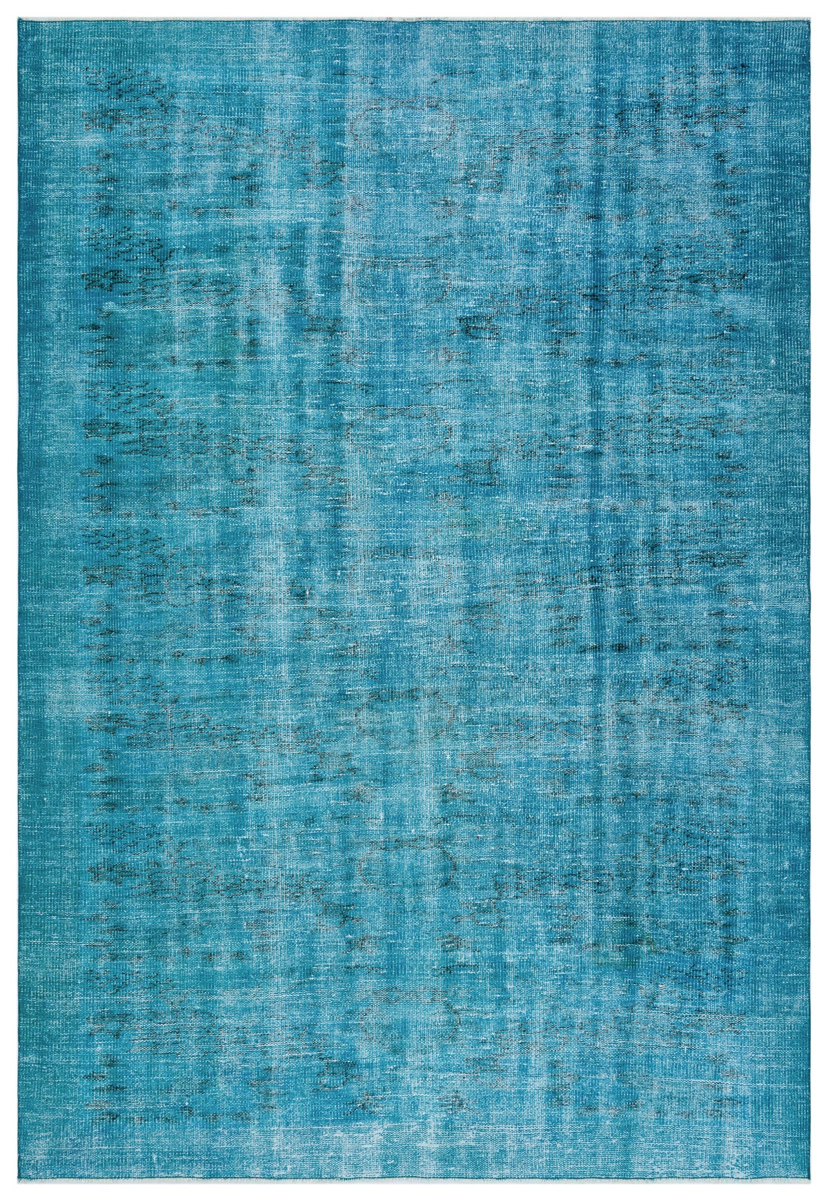 Turquoise  Over Dyed Vintage Rug 6&#39;0&#39;&#39; x 8&#39;10&#39;&#39; ft 184 x 270 cm