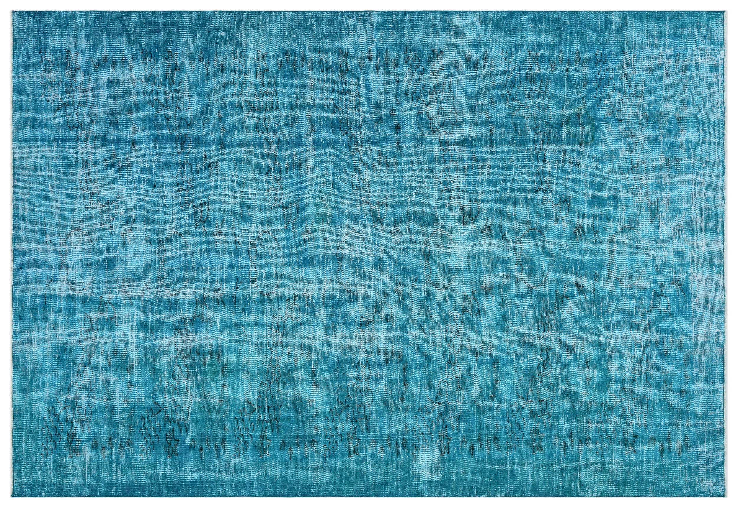 Turquoise  Over Dyed Vintage Rug 6'0'' x 8'10'' ft 184 x 270 cm