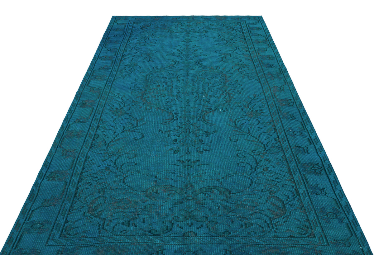 Turquoise  Over Dyed Vintage Rug 5&#39;3&#39;&#39; x 8&#39;6&#39;&#39; ft 160 x 259 cm