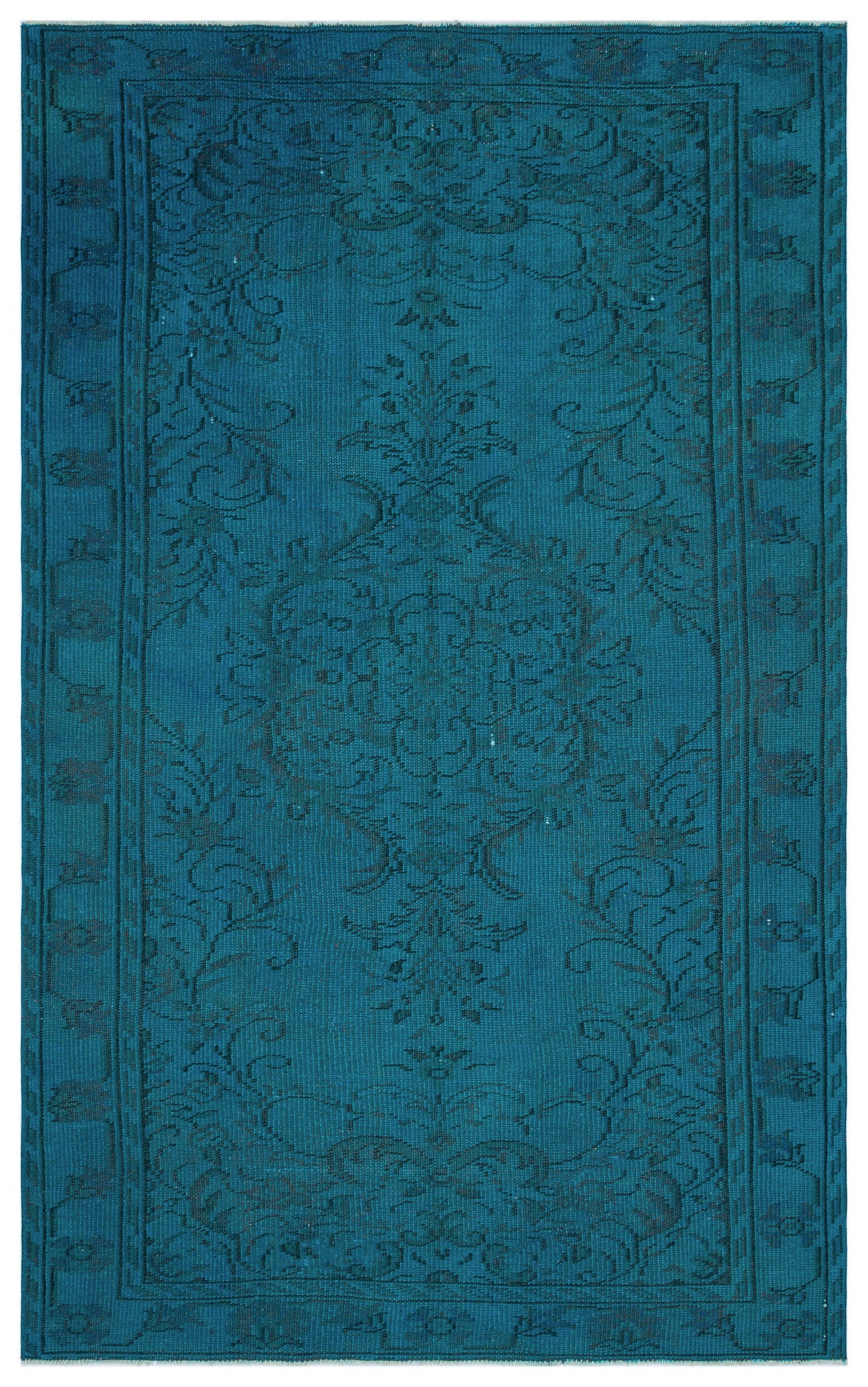 Turquoise  Over Dyed Vintage Rug 5&#39;3&#39;&#39; x 8&#39;6&#39;&#39; ft 160 x 259 cm
