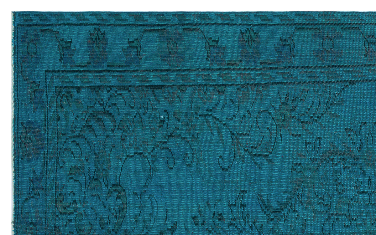 Turquoise  Over Dyed Vintage Rug 5&#39;3&#39;&#39; x 8&#39;6&#39;&#39; ft 160 x 259 cm