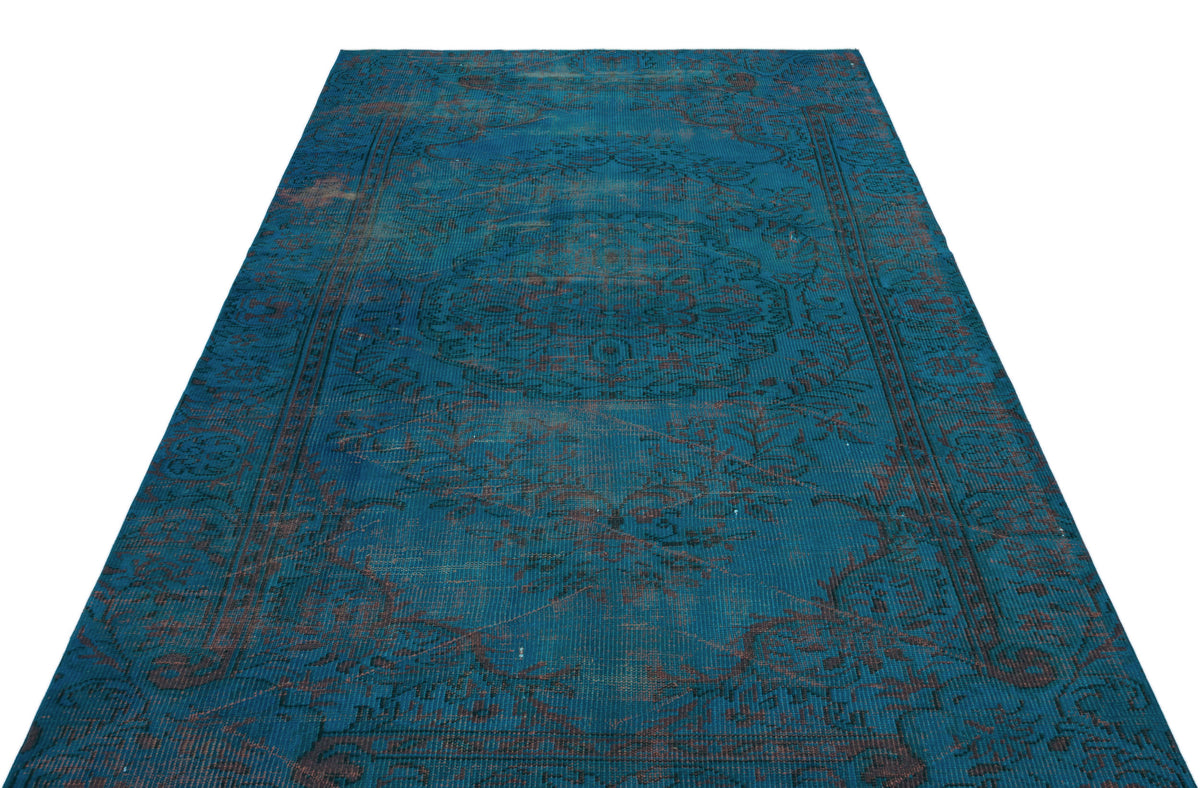 Turquoise  Over Dyed Vintage Rug 5&#39;2&#39;&#39; x 7&#39;9&#39;&#39; ft 158 x 235 cm