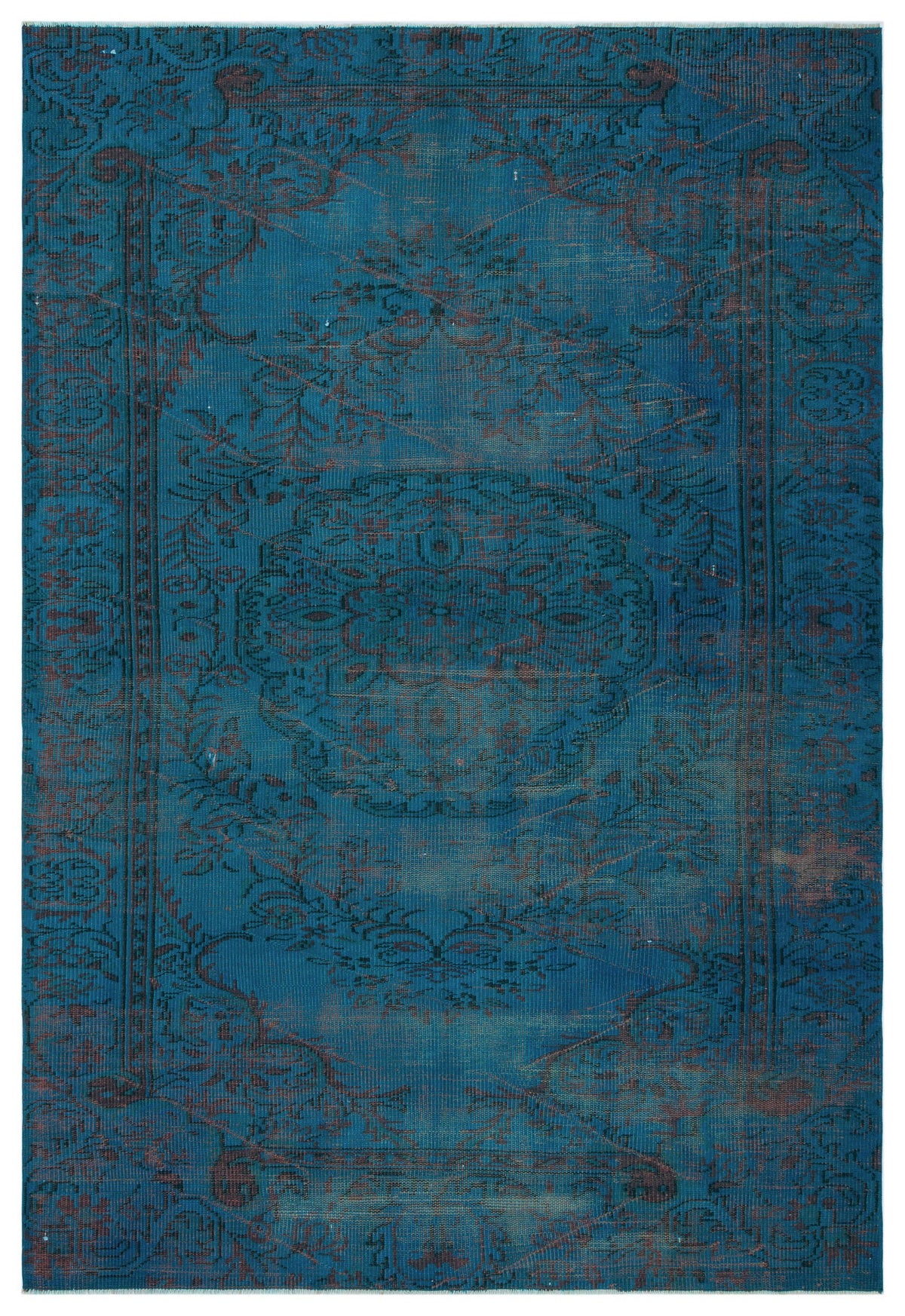Turquoise  Over Dyed Vintage Rug 5&#39;2&#39;&#39; x 7&#39;9&#39;&#39; ft 158 x 235 cm