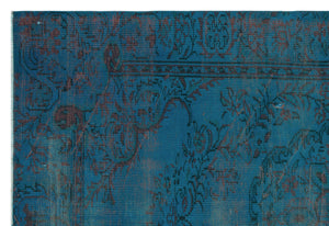 Turquoise  Over Dyed Vintage Rug 5'2'' x 7'9'' ft 158 x 235 cm