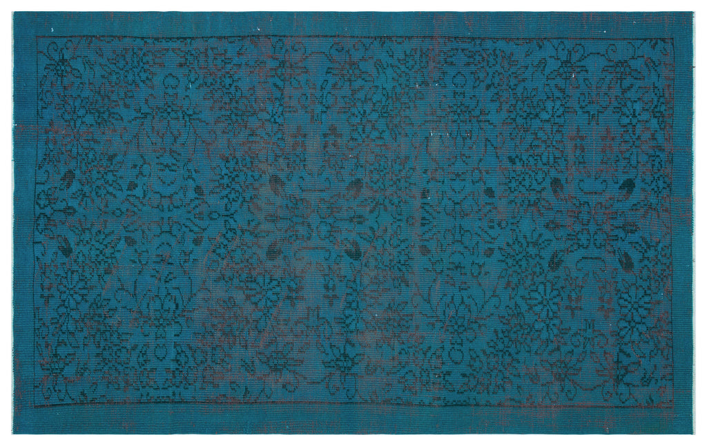Turquoise  Over Dyed Vintage Rug 4'10'' x 7'10'' ft 148 x 240 cm