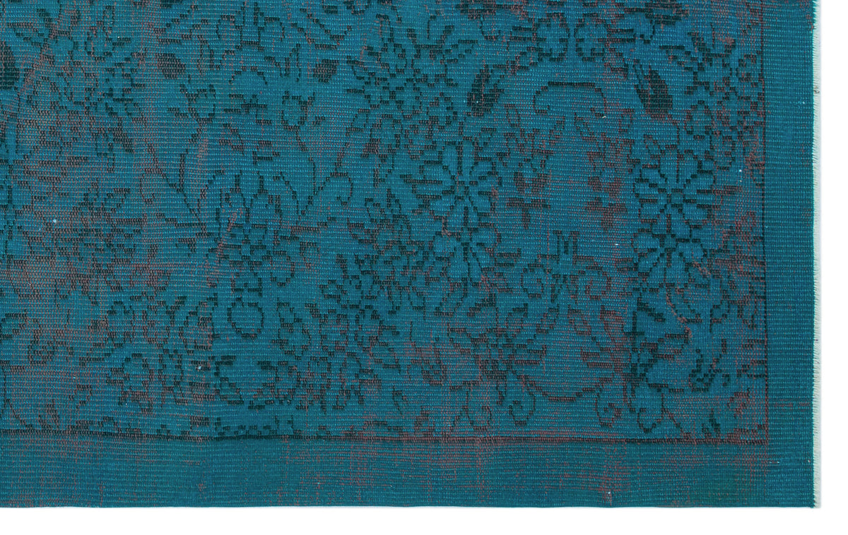 Turquoise  Over Dyed Vintage Rug 4&#39;10&#39;&#39; x 7&#39;10&#39;&#39; ft 148 x 240 cm