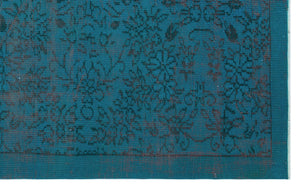 Turquoise  Over Dyed Vintage Rug 4'10'' x 7'10'' ft 148 x 240 cm