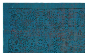 Turquoise  Over Dyed Vintage Rug 4'10'' x 7'10'' ft 148 x 240 cm