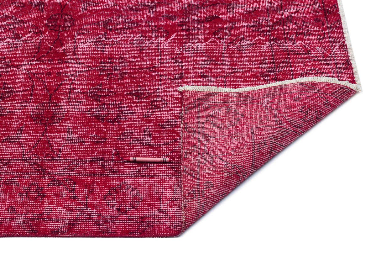 Red Over Dyed Vintage Rug 5&#39;0&#39;&#39; x 8&#39;4&#39;&#39; ft 153 x 255 cm
