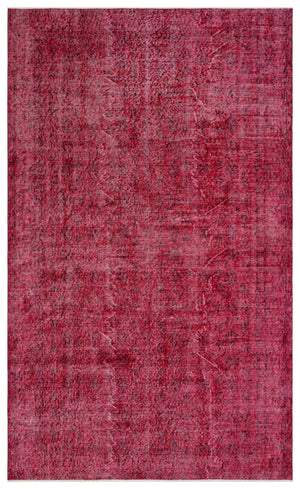Red Over Dyed Vintage Rug 5'0'' x 8'4'' ft 153 x 255 cm