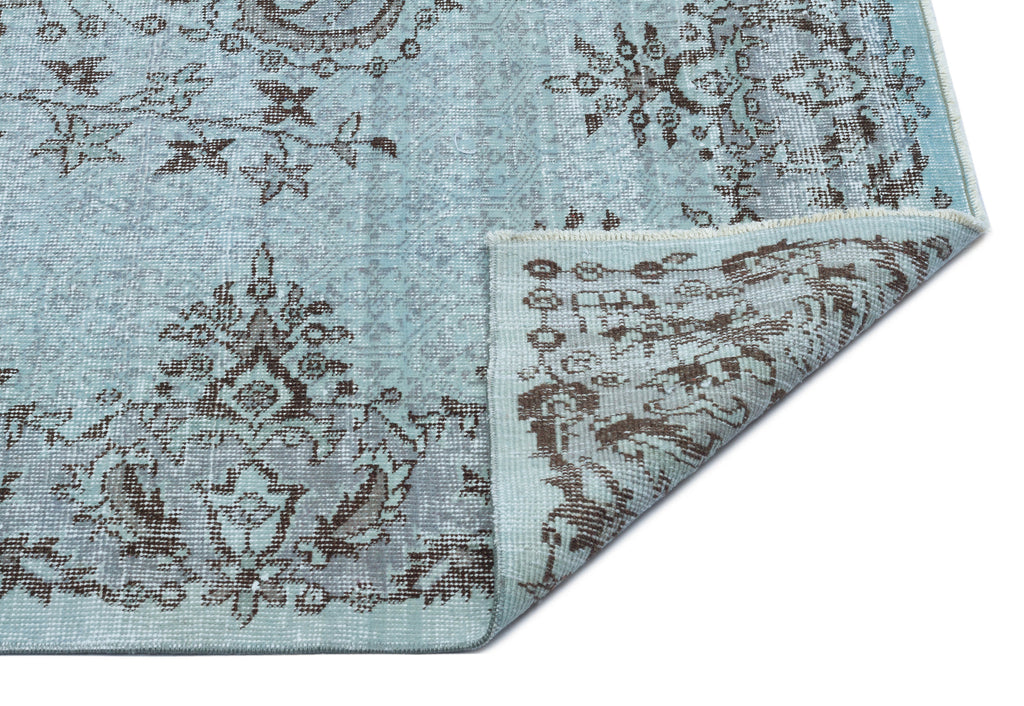 Blue Over Dyed Vintage Rug 5'5'' x 9'2'' ft 165 x 280 cm