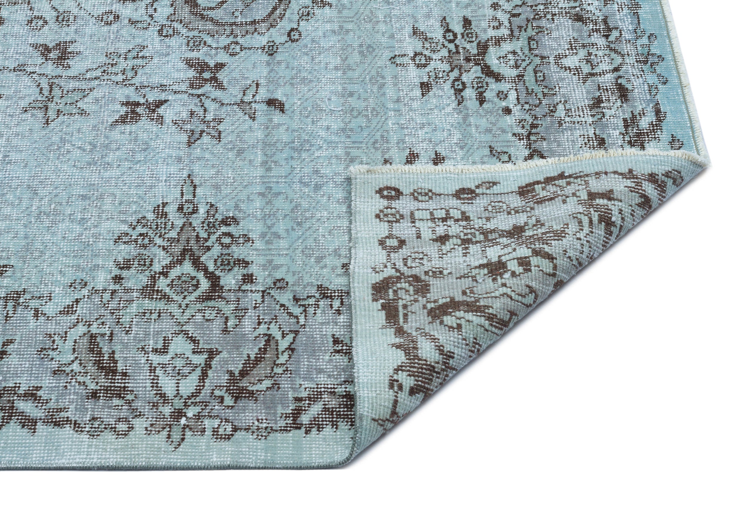 Blue Over Dyed Vintage Rug 5'5'' x 9'2'' ft 165 x 280 cm