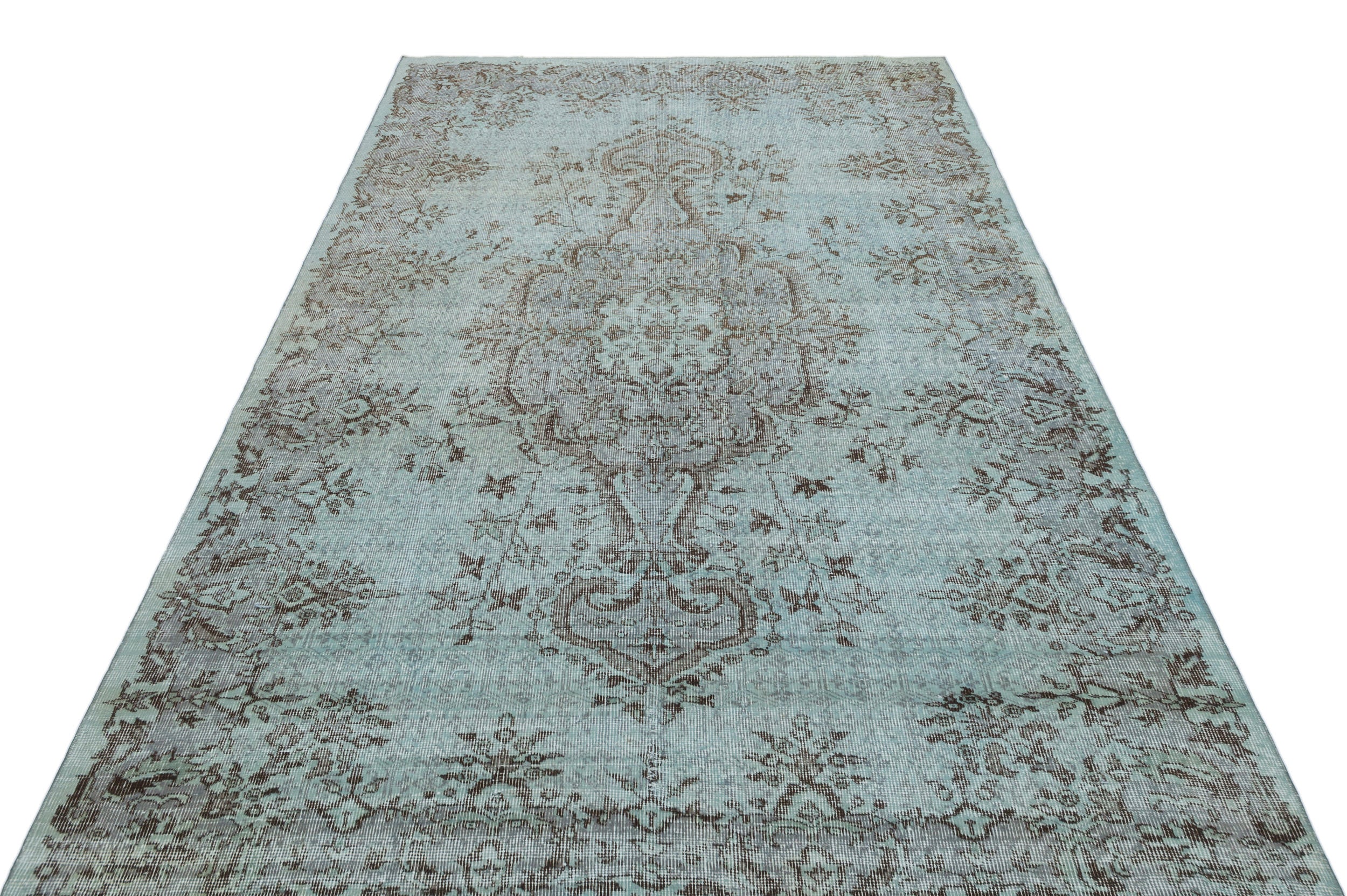 Blue Over Dyed Vintage Rug 5'5'' x 9'2'' ft 165 x 280 cm