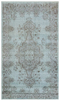 Blue Over Dyed Vintage Rug 5'5'' x 9'2'' ft 165 x 280 cm