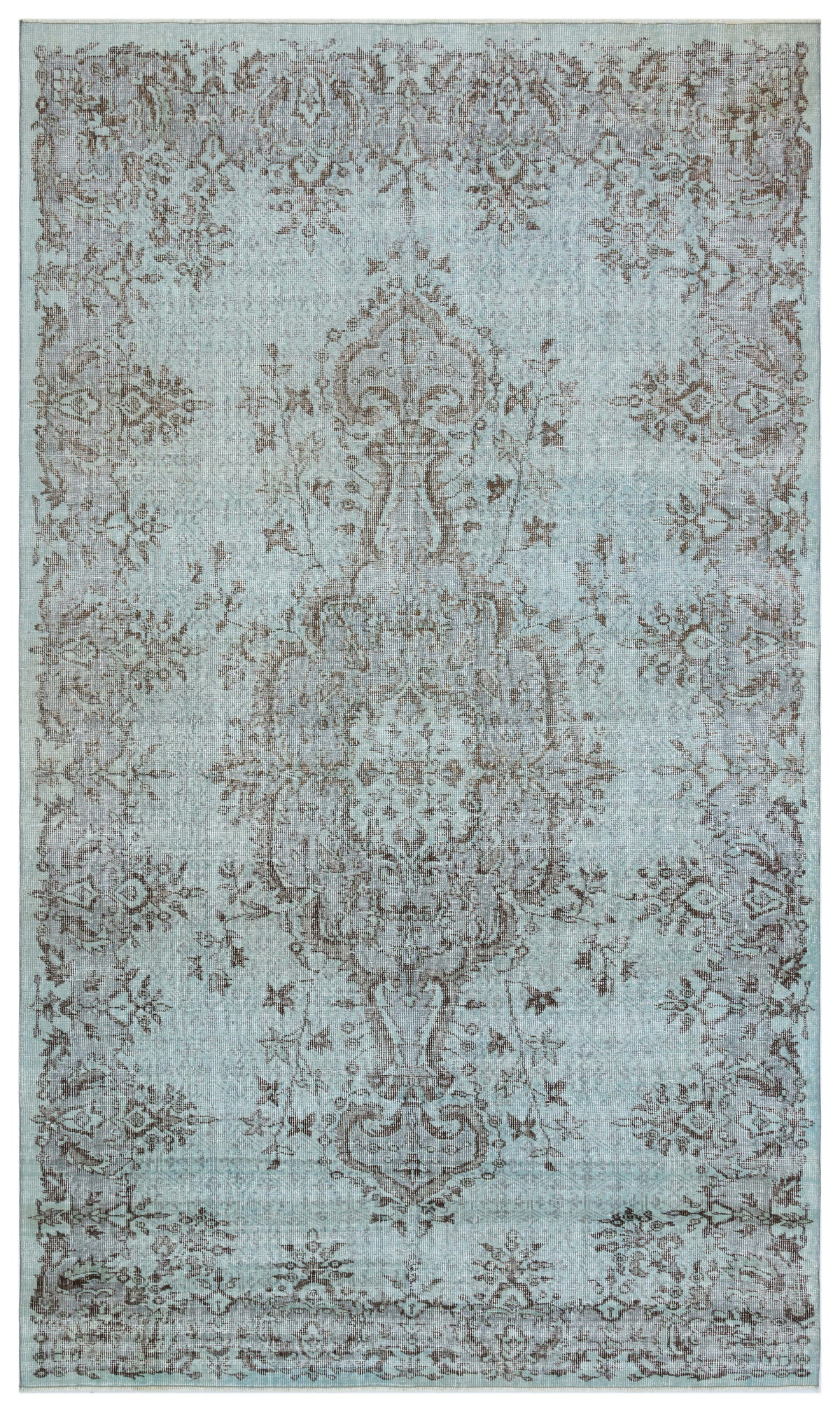 Blue Over Dyed Vintage Rug 5&#39;5&#39;&#39; x 9&#39;2&#39;&#39; ft 165 x 280 cm