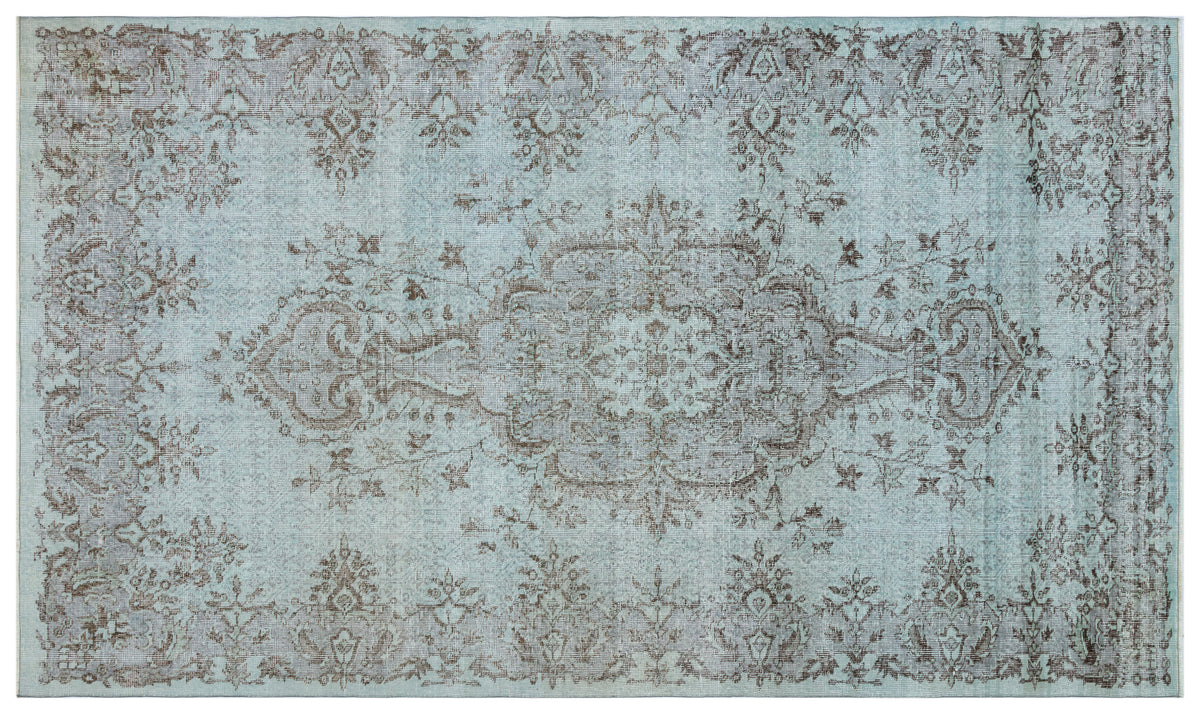 Blue Over Dyed Vintage Rug 5&#39;5&#39;&#39; x 9&#39;2&#39;&#39; ft 165 x 280 cm
