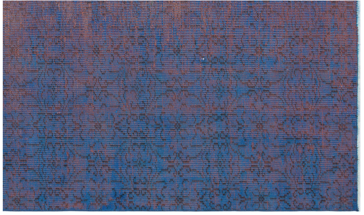 Retro Design Blue Over Dyed Vintage Rug 4&#39;10&#39;&#39; x 8&#39;4&#39;&#39; ft 147 x 254 cm