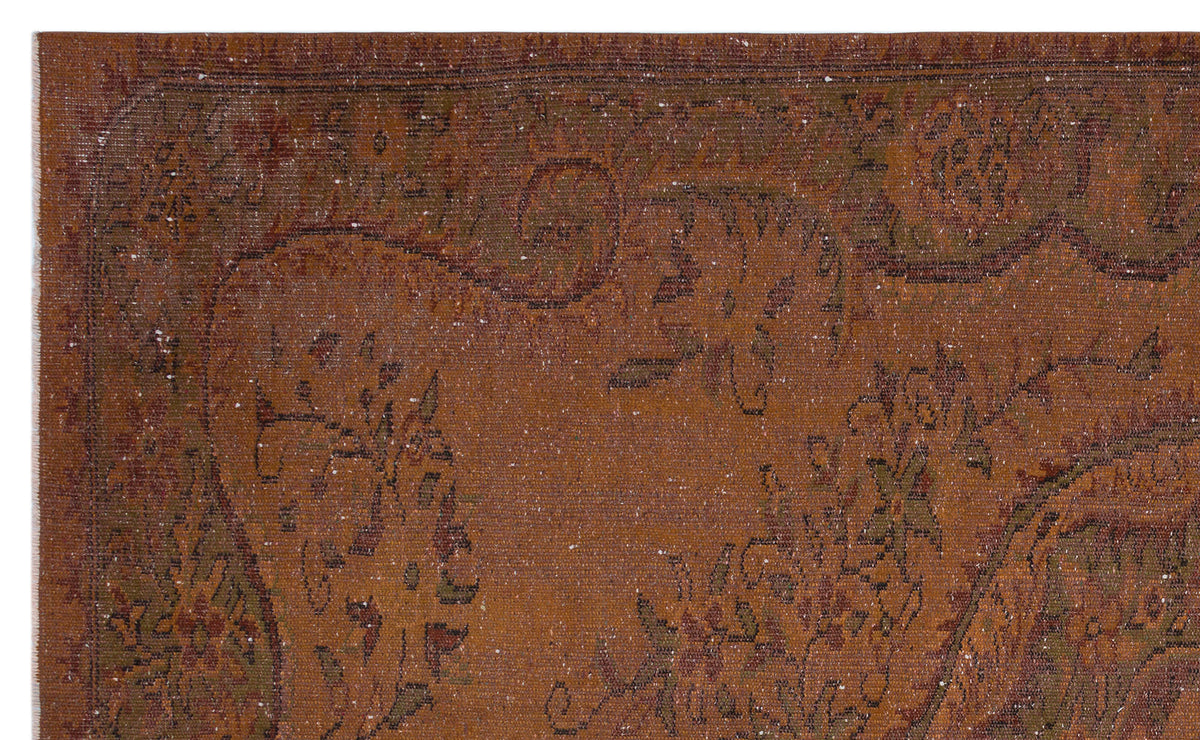 Brown Over Dyed Vintage Rug 5&#39;12&#39;&#39; x 9&#39;9&#39;&#39; ft 182 x 297 cm
