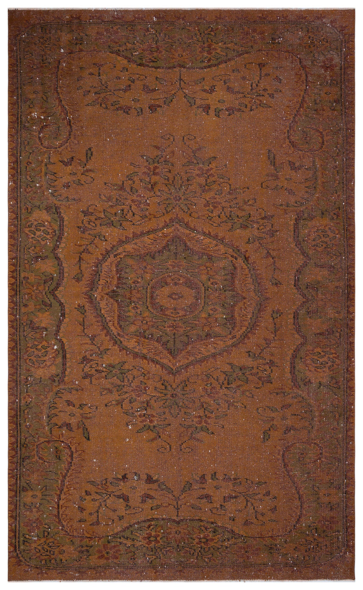 Brown Over Dyed Vintage Rug 5&#39;12&#39;&#39; x 9&#39;9&#39;&#39; ft 182 x 297 cm