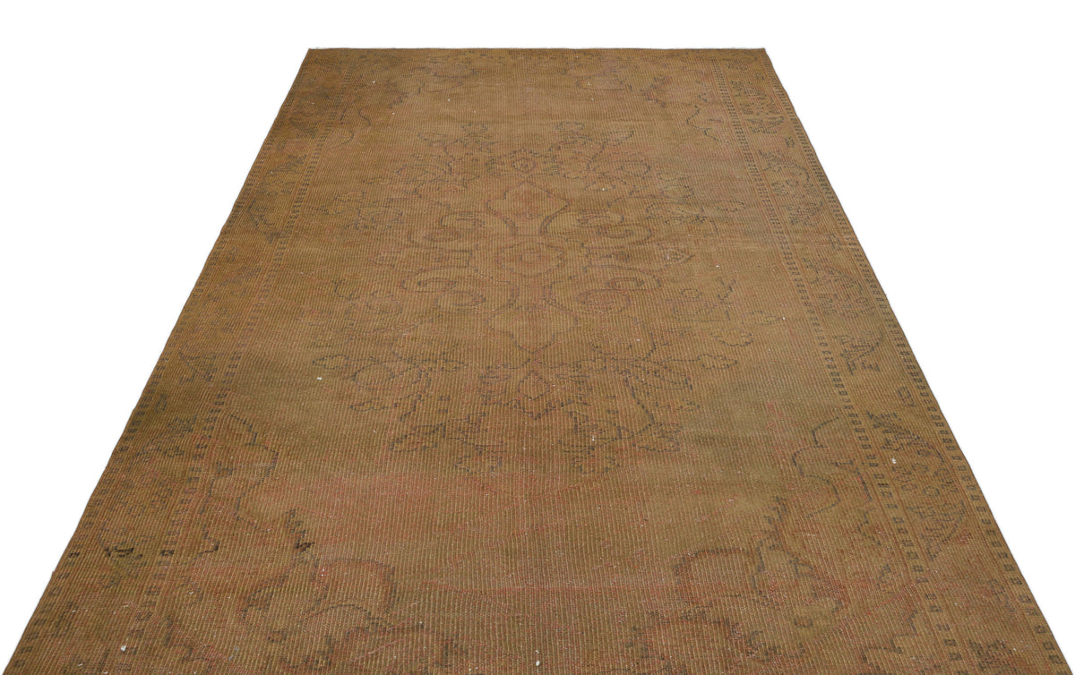 Brown Over Dyed Vintage Rug 5&#39;9&#39;&#39; x 9&#39;2&#39;&#39; ft 174 x 279 cm