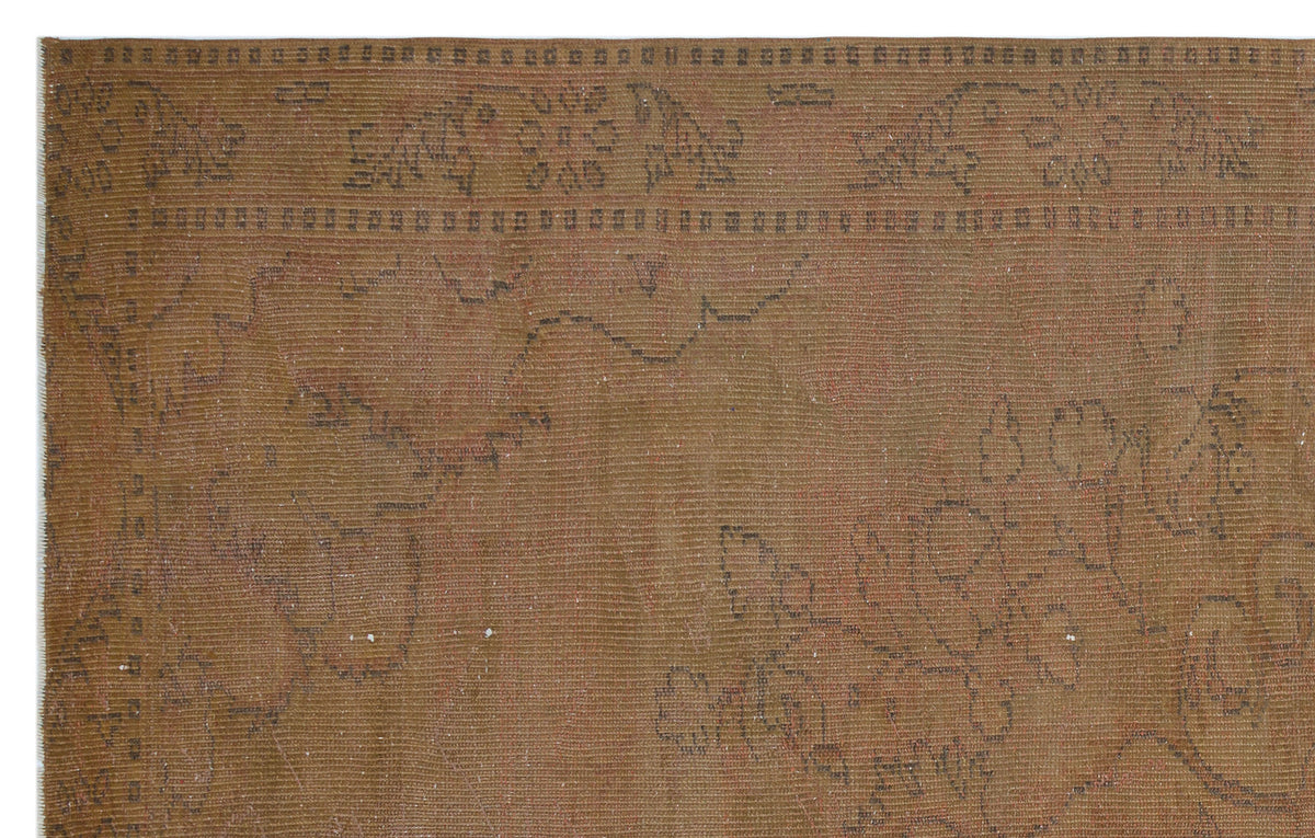 Brown Over Dyed Vintage Rug 5&#39;9&#39;&#39; x 9&#39;2&#39;&#39; ft 174 x 279 cm