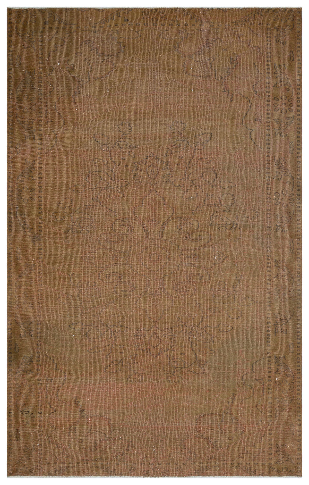 Brown Over Dyed Vintage Rug 5&#39;9&#39;&#39; x 9&#39;2&#39;&#39; ft 174 x 279 cm