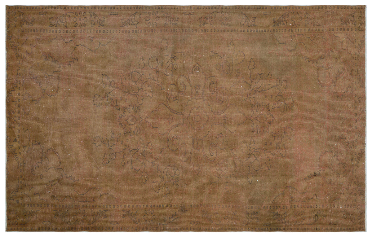 Brown Over Dyed Vintage Rug 5&#39;9&#39;&#39; x 9&#39;2&#39;&#39; ft 174 x 279 cm