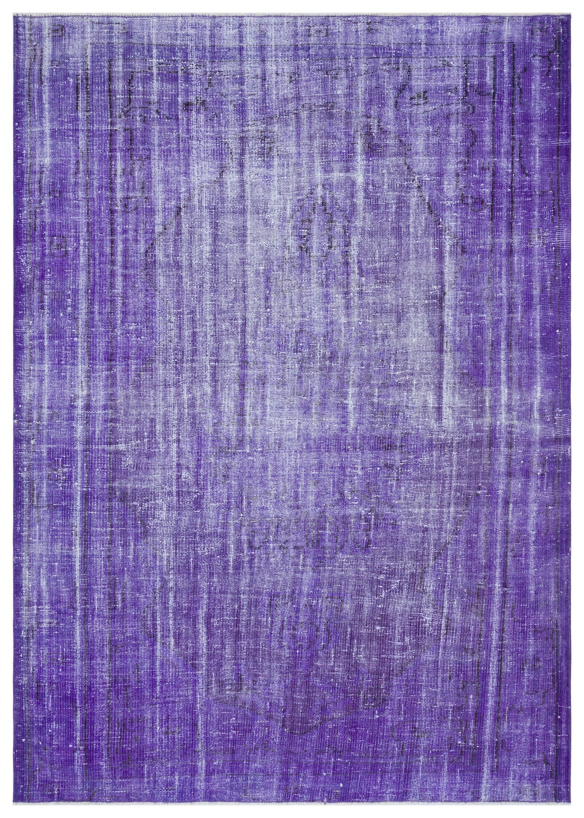 Purple Over Dyed Vintage Rug 5&#39;12&#39;&#39; x 8&#39;5&#39;&#39; ft 182 x 257 cm