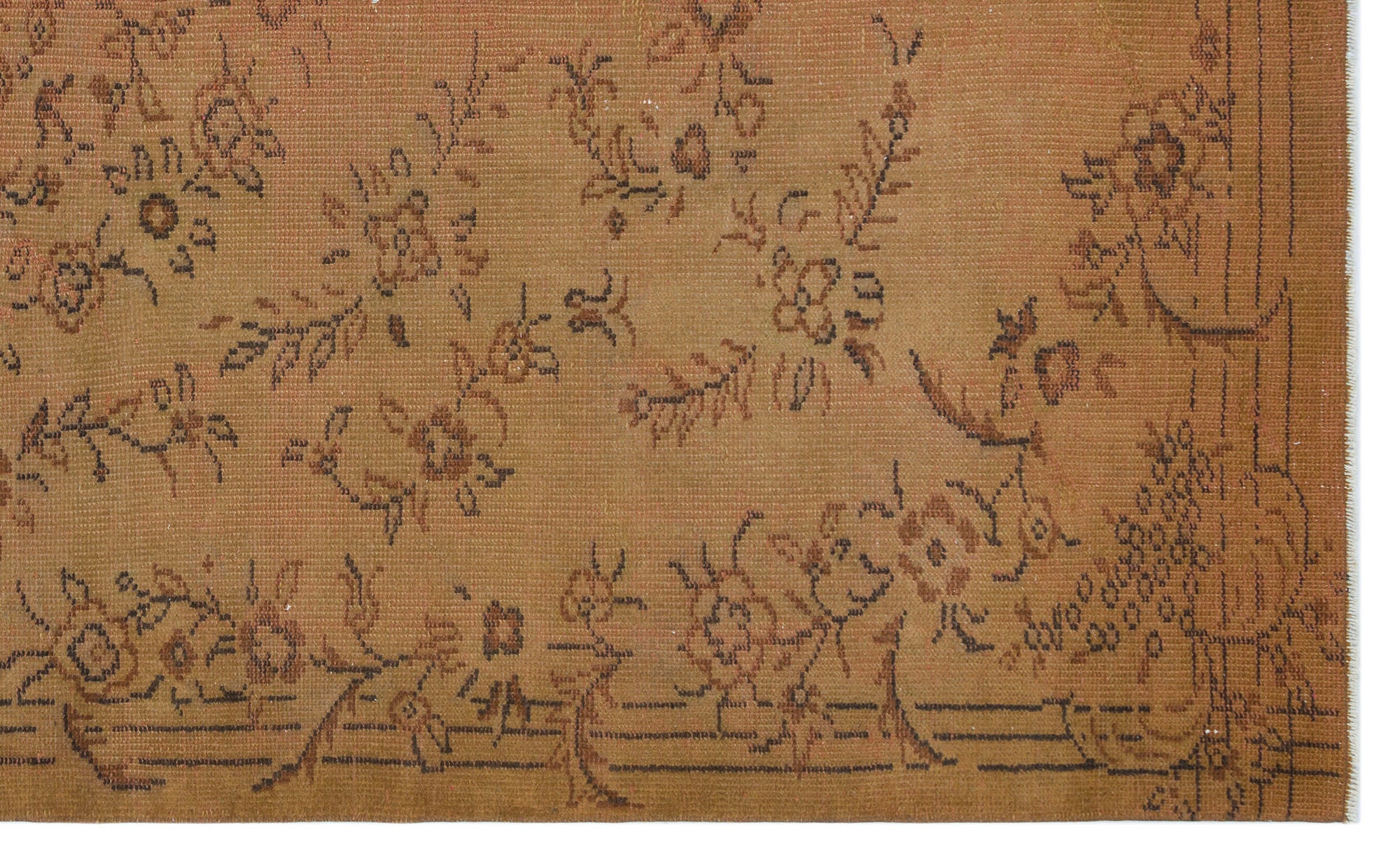 Brown Over Dyed Vintage Rug 5'7'' x 9'1'' ft 170 x 276 cm