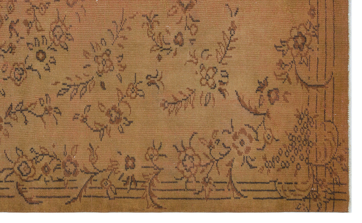 Brown Over Dyed Vintage Rug 5&#39;7&#39;&#39; x 9&#39;1&#39;&#39; ft 170 x 276 cm