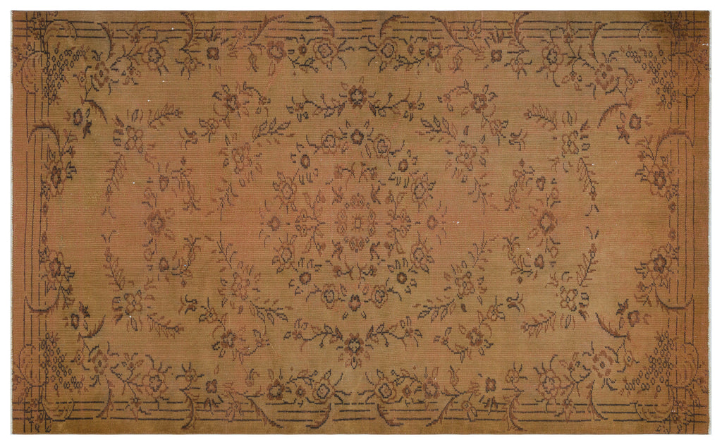 Brown Over Dyed Vintage Rug 5'7'' x 9'1'' ft 170 x 276 cm