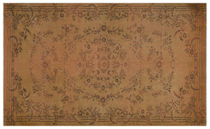 Brown Over Dyed Vintage Rug 5'7'' x 9'1'' ft 170 x 276 cm