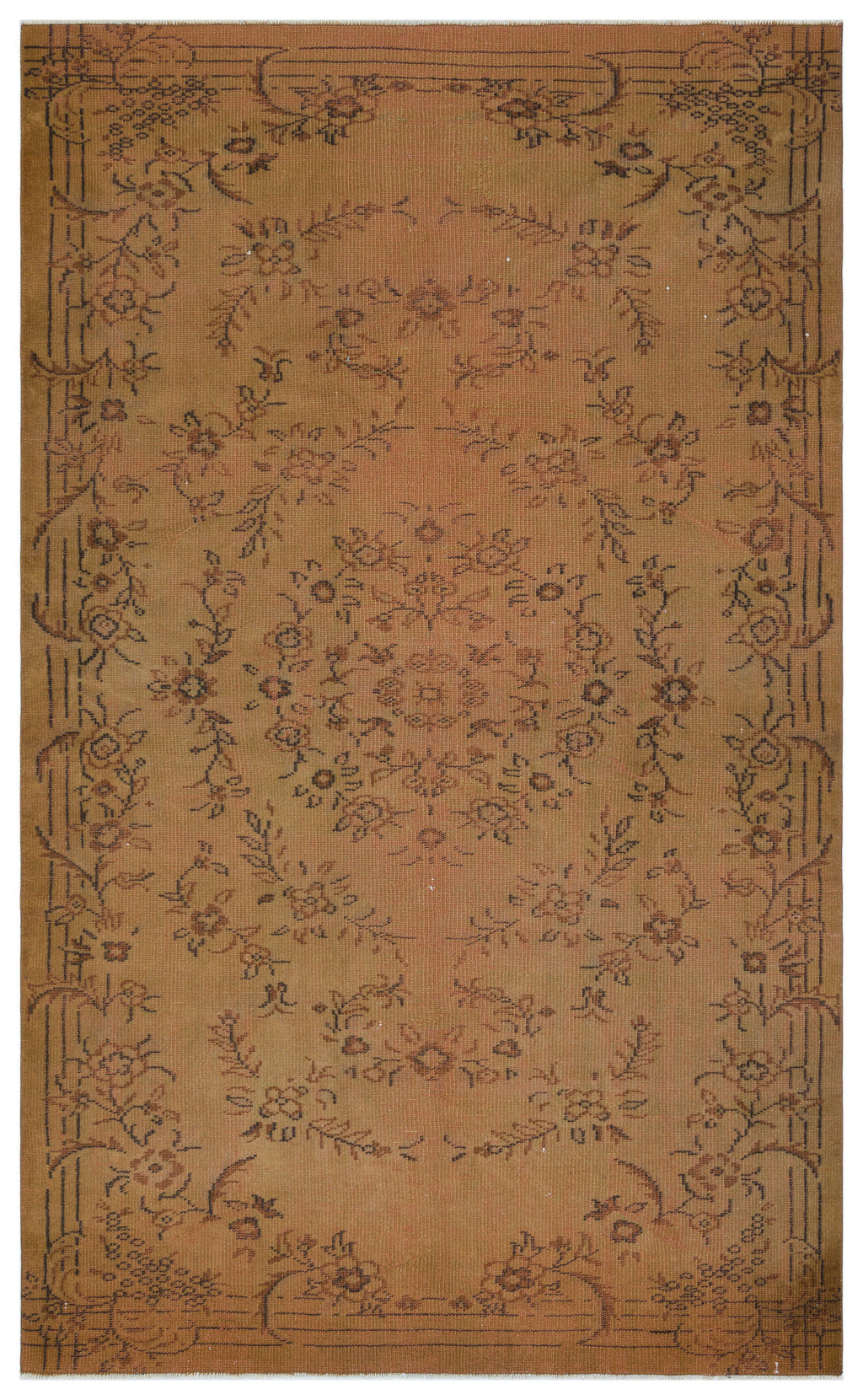 Brown Over Dyed Vintage Rug 5'7'' x 9'1'' ft 170 x 276 cm