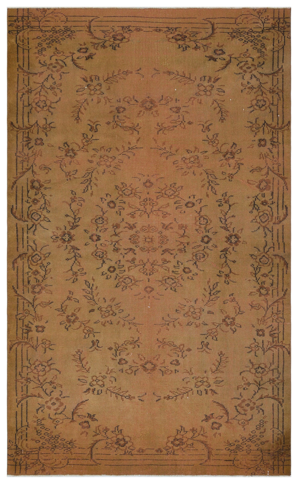 Brown Over Dyed Vintage Rug 5&#39;7&#39;&#39; x 9&#39;1&#39;&#39; ft 170 x 276 cm