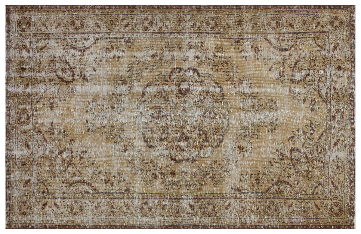 Beige Over Dyed Vintage Rug 6&#39;2&#39;&#39; x 9&#39;6&#39;&#39; ft 187 x 290 cm