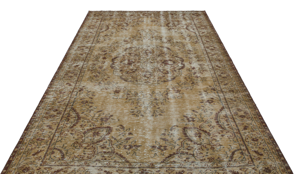 Beige Over Dyed Vintage Rug 6&#39;2&#39;&#39; x 9&#39;6&#39;&#39; ft 187 x 290 cm