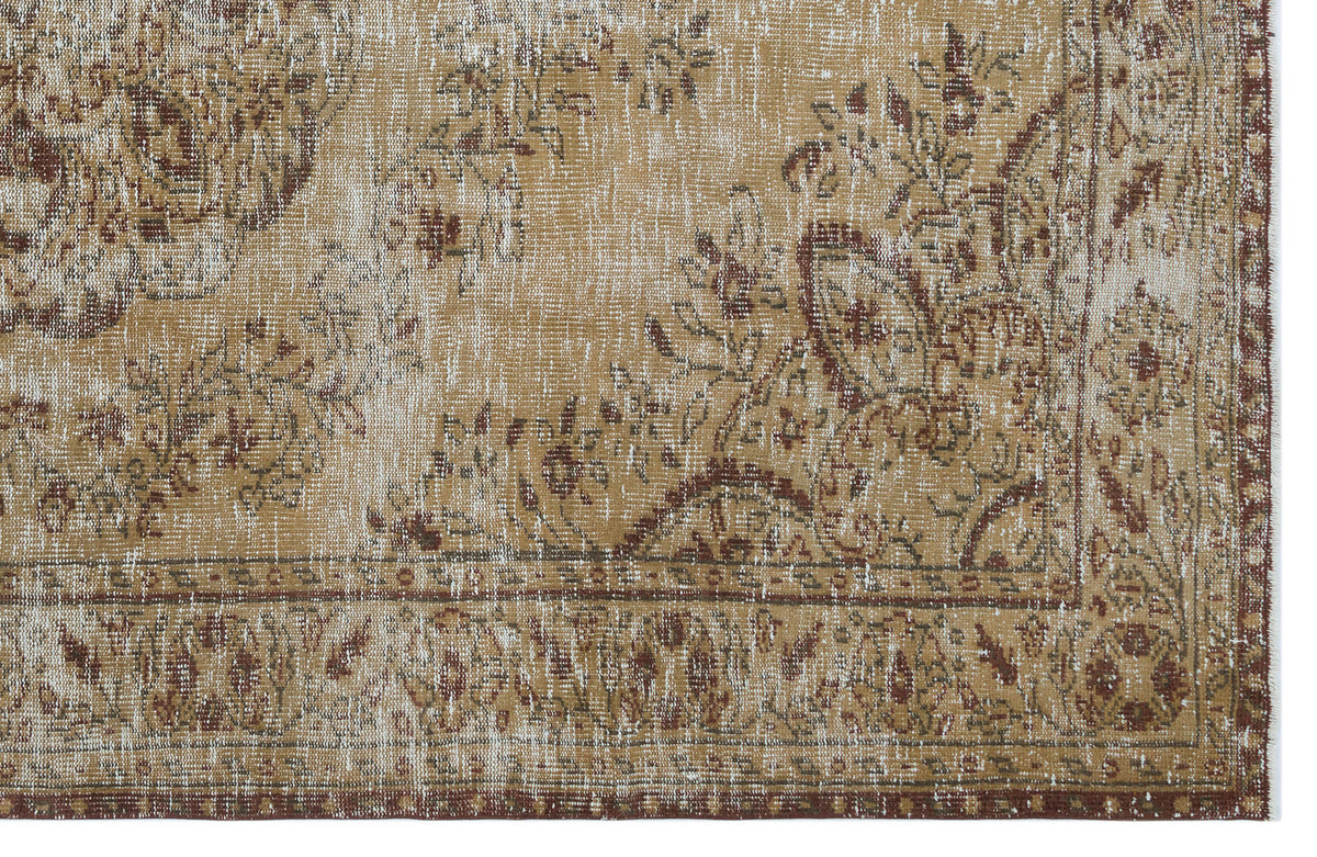 Beige Over Dyed Vintage Rug 6&#39;2&#39;&#39; x 9&#39;6&#39;&#39; ft 187 x 290 cm