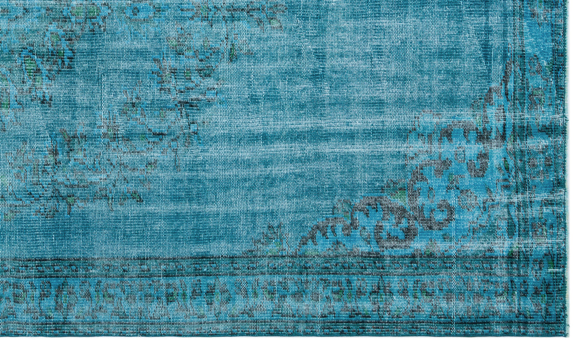 Turquoise  Over Dyed Vintage Rug 5&#39;9&#39;&#39; x 9&#39;8&#39;&#39; ft 176 x 295 cm
