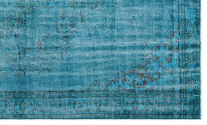Turquoise  Over Dyed Vintage Rug 5'9'' x 9'8'' ft 176 x 295 cm