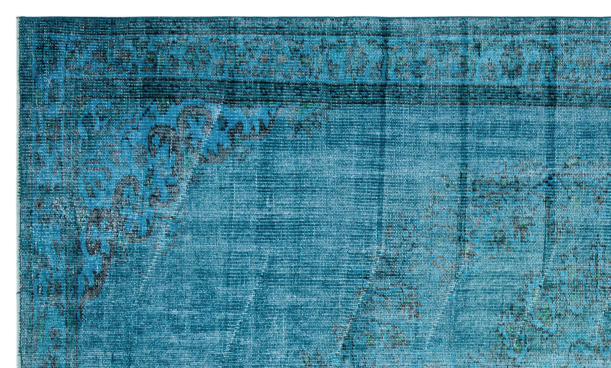 Turquoise  Over Dyed Vintage Rug 5&#39;9&#39;&#39; x 9&#39;8&#39;&#39; ft 176 x 295 cm