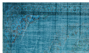 Turquoise  Over Dyed Vintage Rug 5'9'' x 9'8'' ft 176 x 295 cm