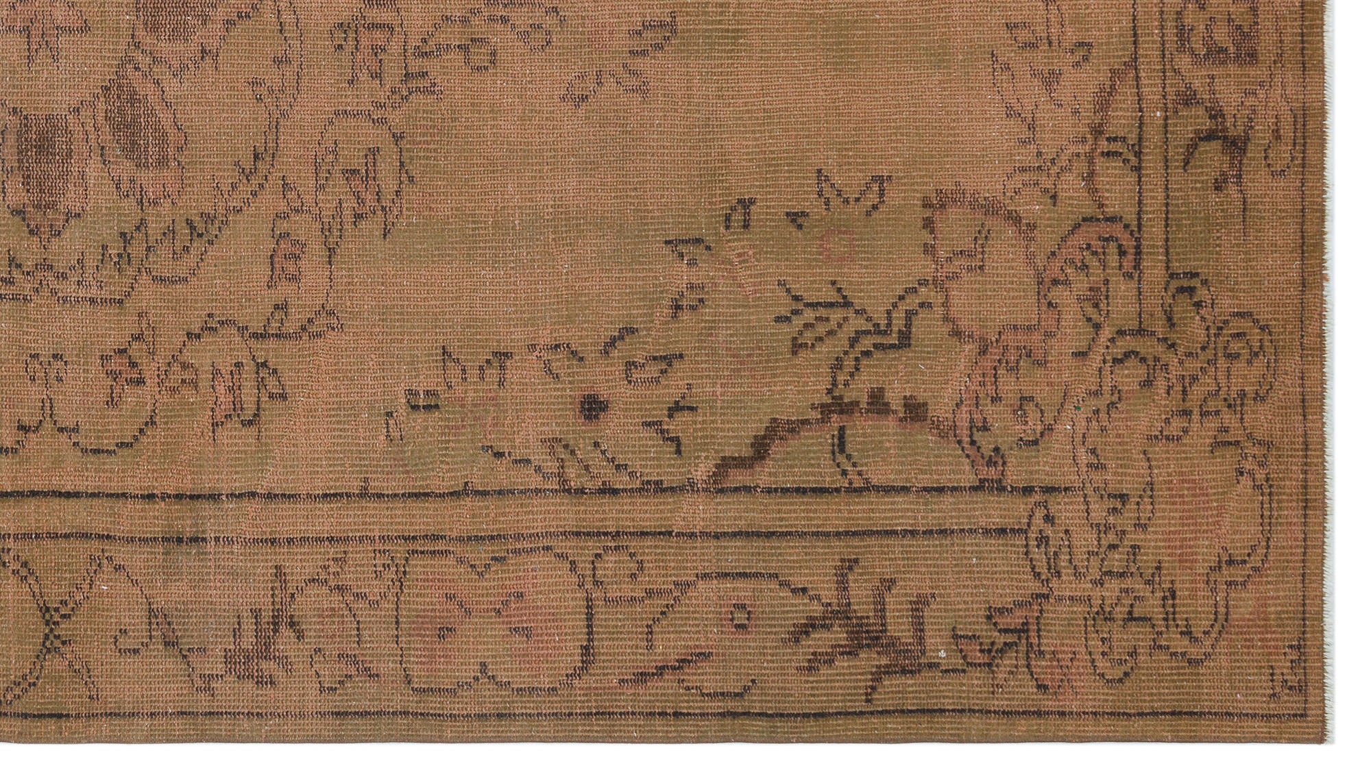Brown Over Dyed Vintage Rug 5'5'' x 9'8'' ft 164 x 294 cm