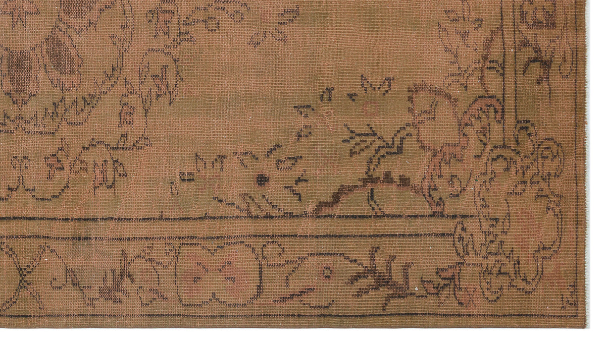 Brown Over Dyed Vintage Rug 5&#39;5&#39;&#39; x 9&#39;8&#39;&#39; ft 164 x 294 cm